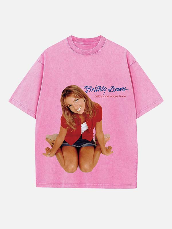 Britney Spears Print Round Neck T-shirt