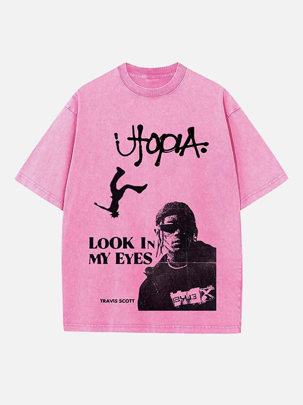 Travis Scott Print Round Neck T-shirt