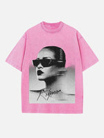 Rihanna Print Round Neck T-shirt