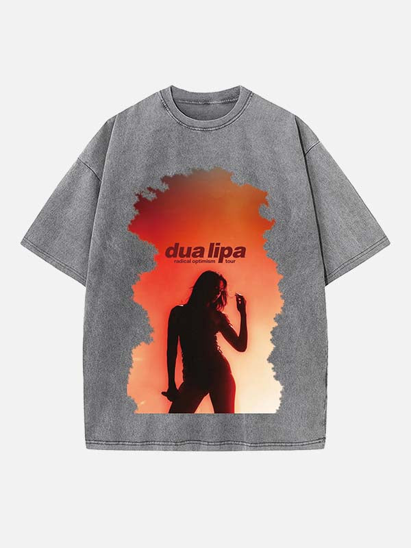 Dua Lipa Print Round Neck T-shirt