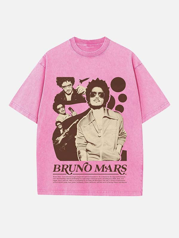 Bruno Mars Print Round Neck T-shirt