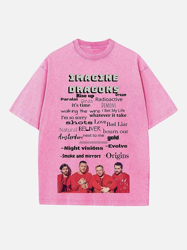 Imagine Dragons Print Round Neck T-shirt