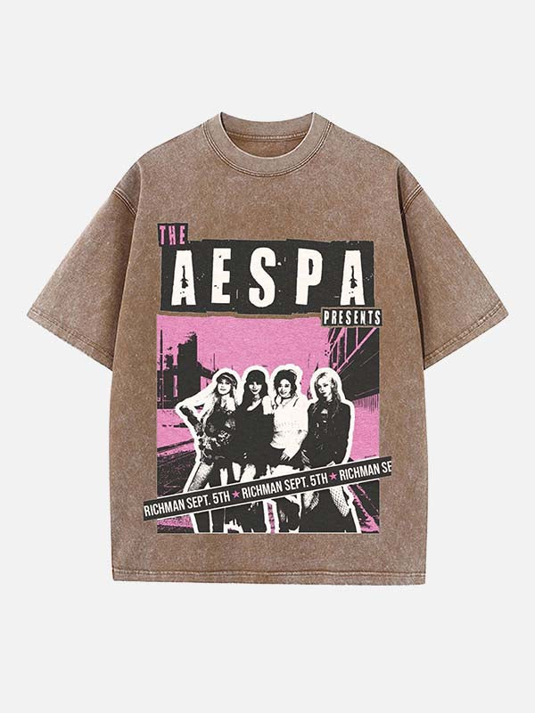 Aespa Print Round Neck T-shirt