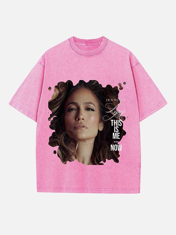 Jennifer Lopez Print Round Neck T-shirt