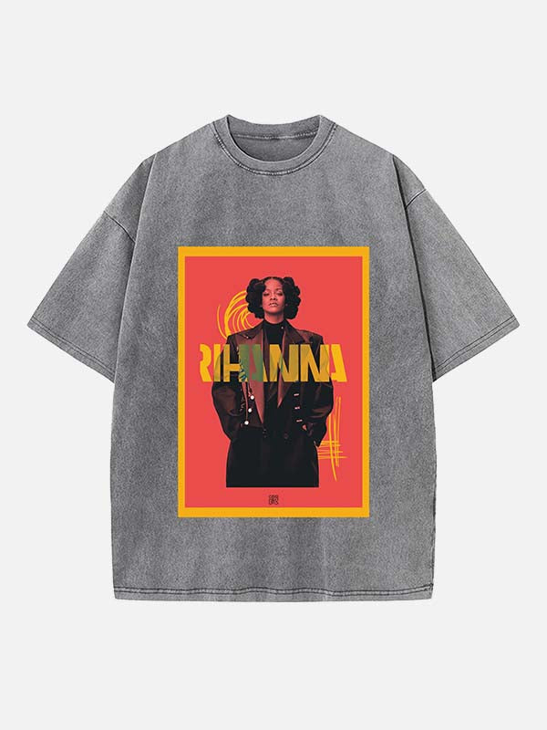 Rihanna Print Round Neck T-shirt