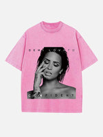 Demi Lovato Print Round Neck T-shirt