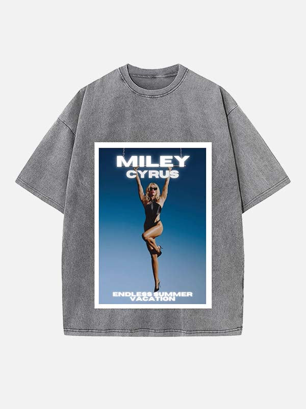 Miley Cyrus Print Round Neck T-shirt