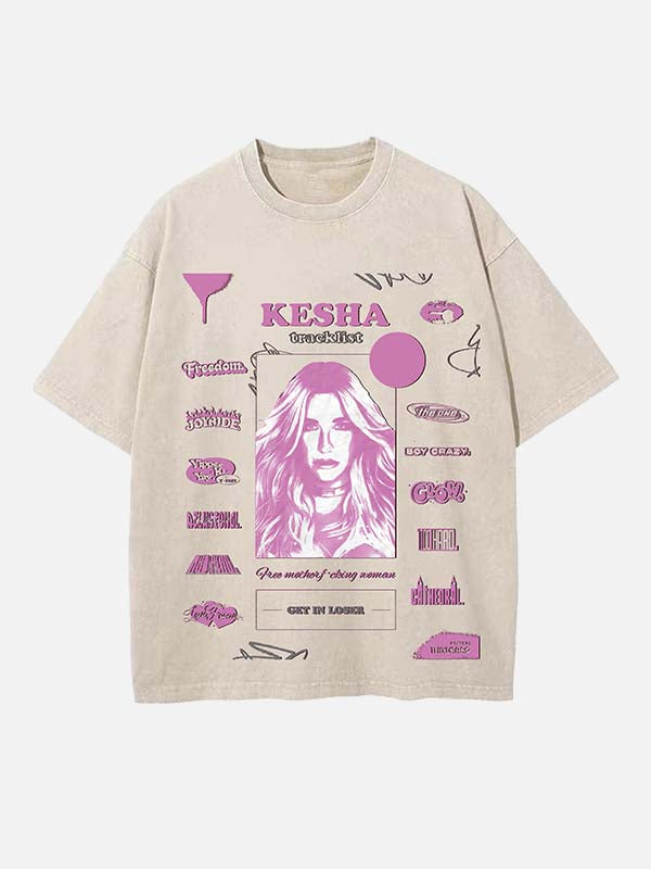 Kesha Print Round Neck T-shirt