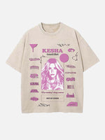 Kesha Print Round Neck T-shirt