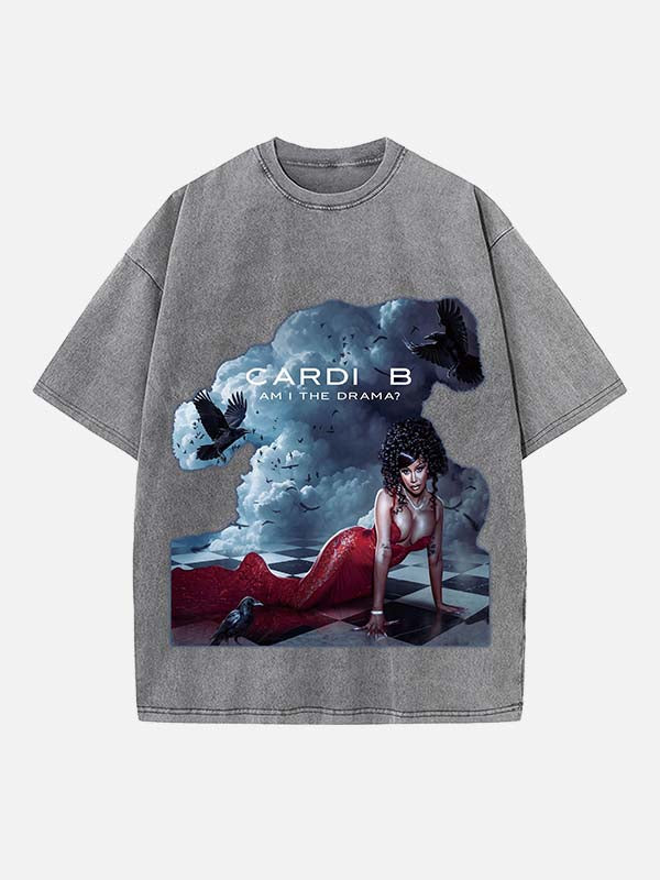 Cardi B Print Round Neck T-shirt