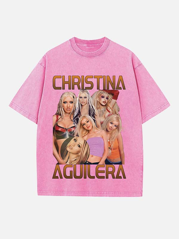 Christina Aguilera Print Round Neck T-shirt