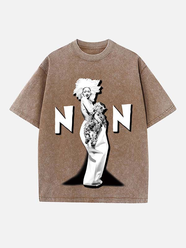 Rihanna Print Round Neck T-shirt