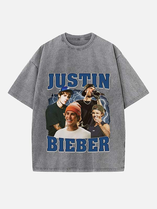Justin Bieber Print Round Neck T-shirt