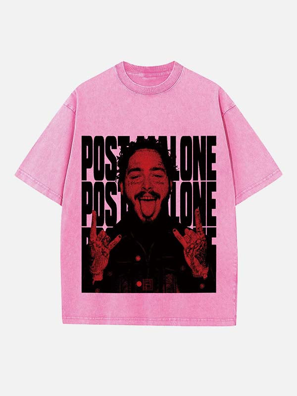 Post Malone Print Round Neck T-shirt