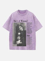 Whitney Houston Print Round Neck T-shirt