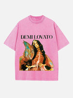 Demi Lovato Print Round Neck T-shirt