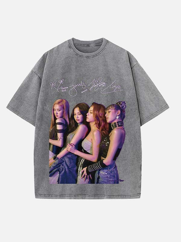 BLACKPINK Print Round Neck T-shirt
