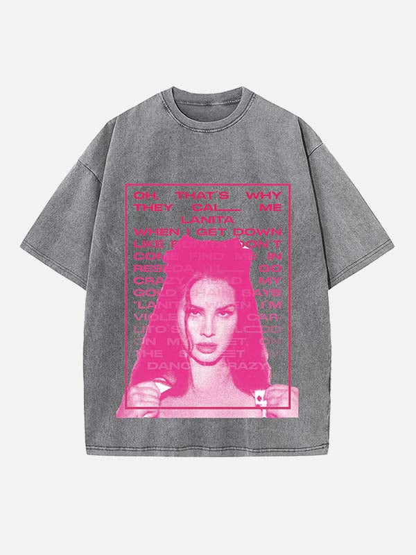 Lana Del Rey Print Round Neck T-shirt