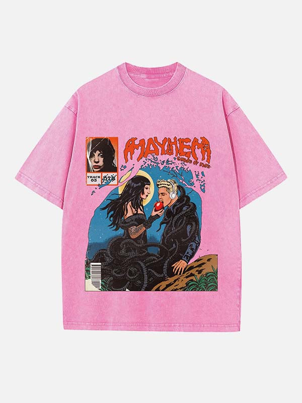 Lady Gaga Print Round Neck T-shirt