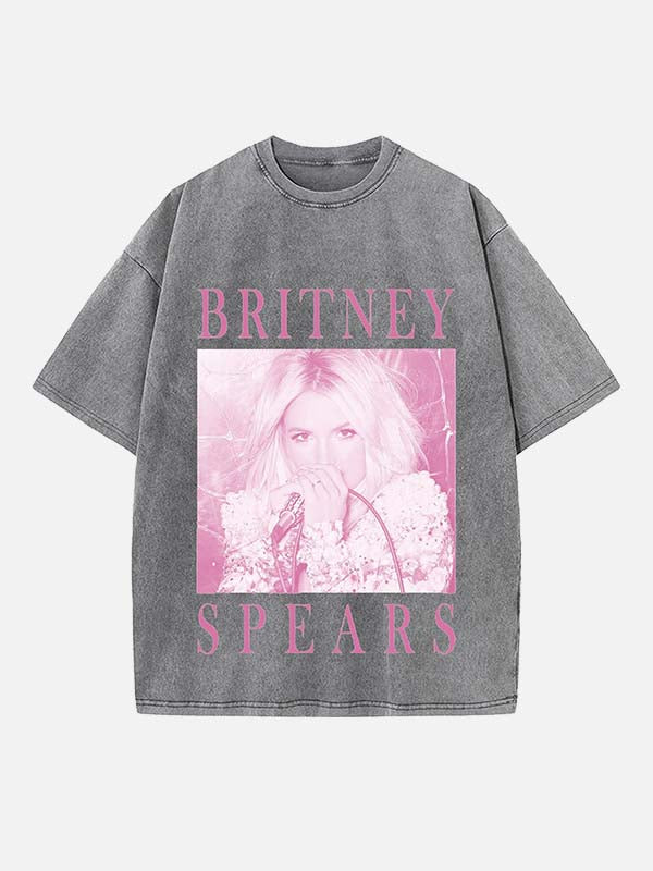 Britney Spears Print Round Neck T-shirt