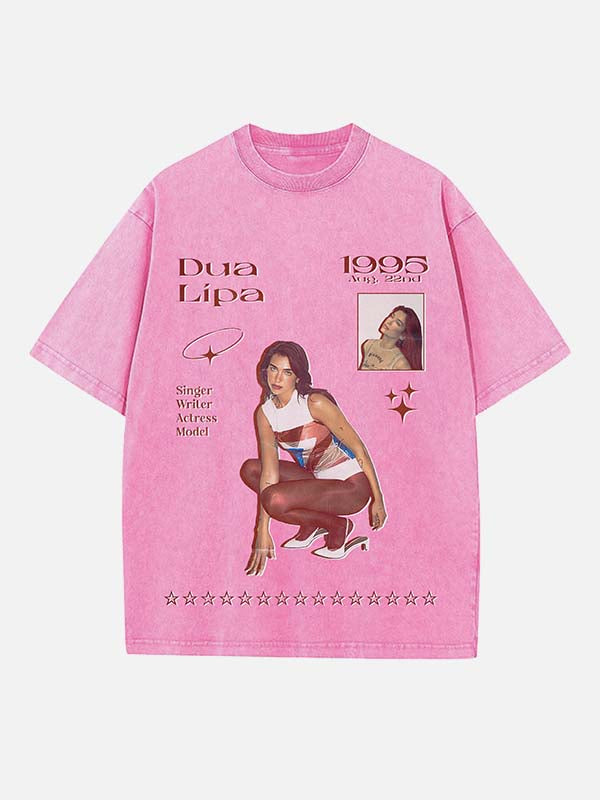 Dua Lipa Print Round Neck T-shirt