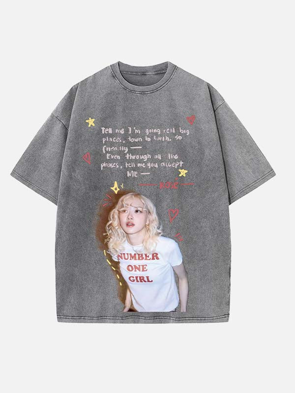 BLACKPINK Rosé Print Round Neck T-shirt