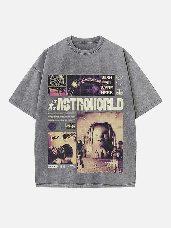 Travis Scott Print Round Neck T-shirt