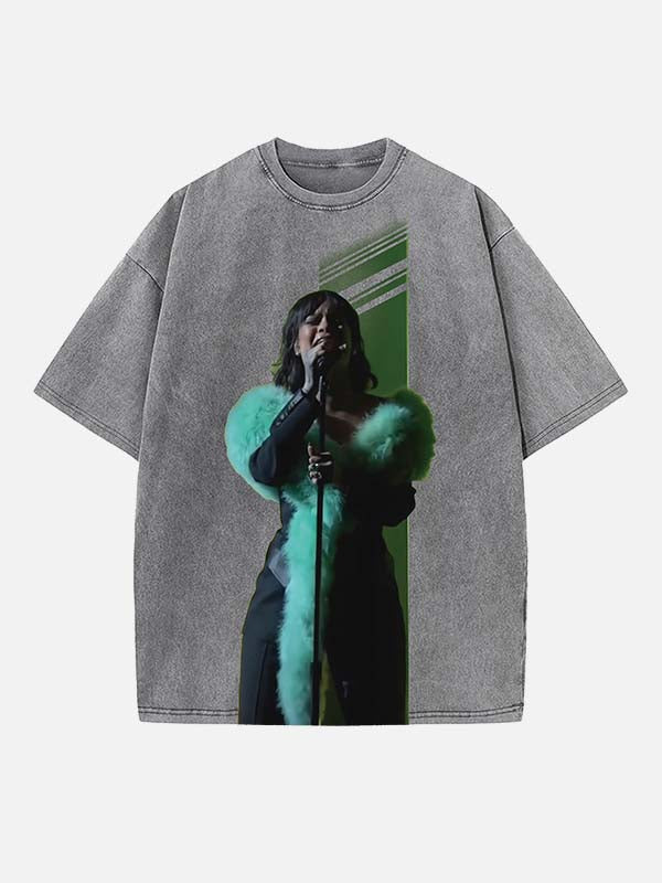 Rihanna Print Round Neck T-shirt