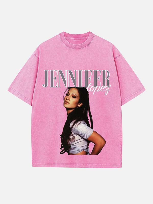 Jennifer Lopez Print Round Neck T-shirt