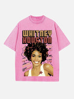 Whitney Houston Print Round Neck T-shirt