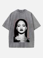 Rihanna Print Round Neck T-shirt