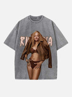 Rihanna Print Round Neck T-shirt