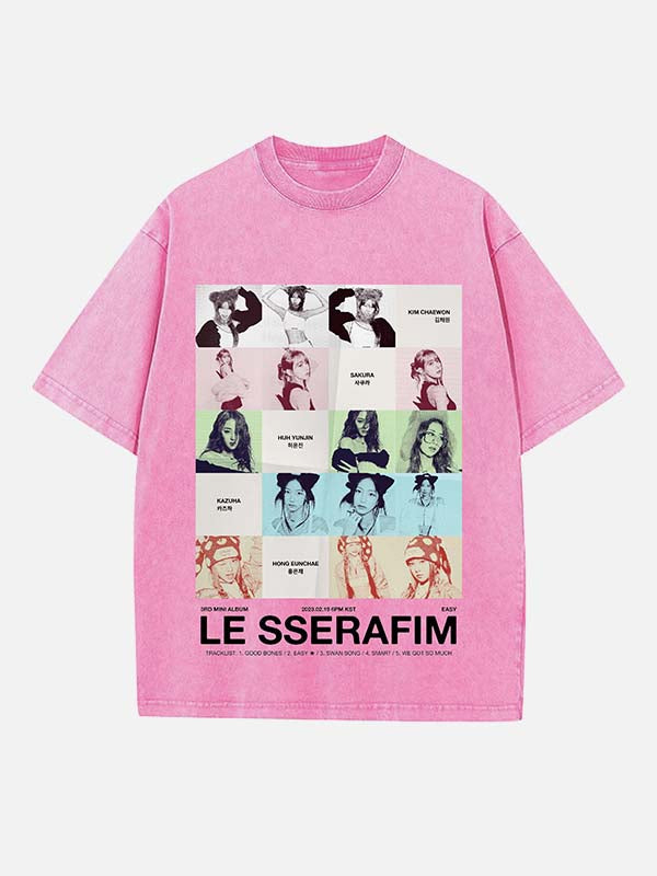 LE SSERAFIM Print Round Neck T-shirt