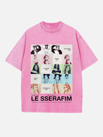 LE SSERAFIM Print Round Neck T-shirt