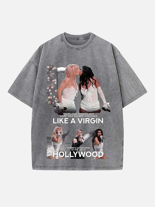 Britney Spears Print Round Neck T-shirt