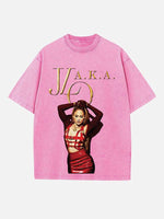 Jennifer Lopez Print Round Neck T-shirt