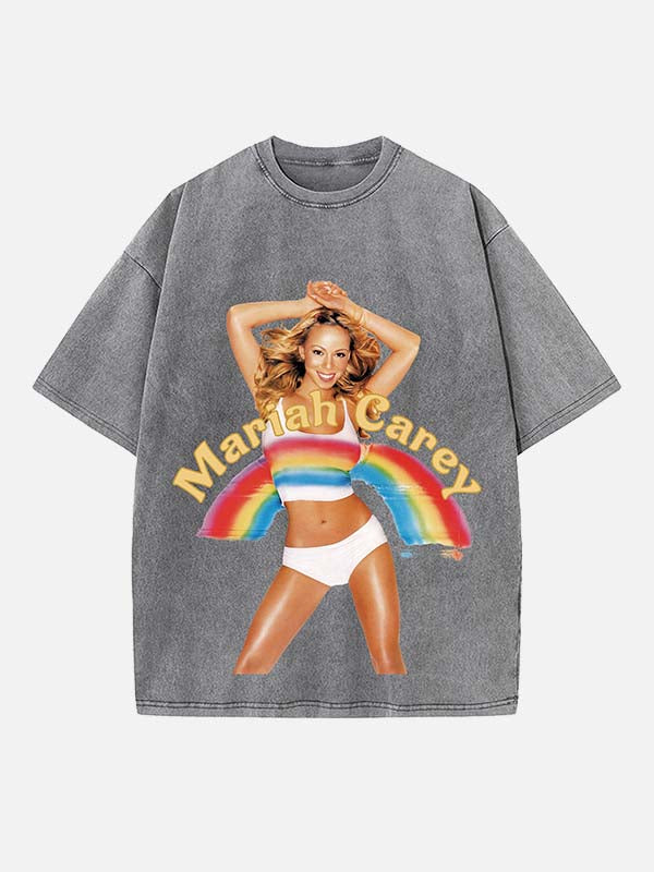 Mariah Carey Print Round Neck T-shirt