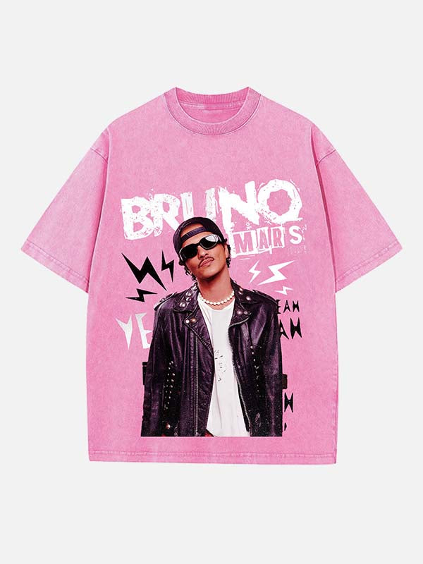 Bruno Mars Print Round Neck T-shirt