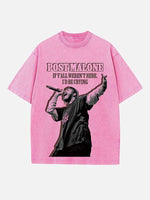 Post Malone Print Round Neck T-shirt