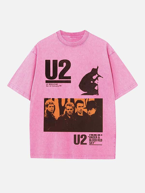 U2 Print Round Neck T-shirt