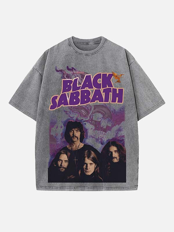 Black Sabbath Print Round Neck T-shirt