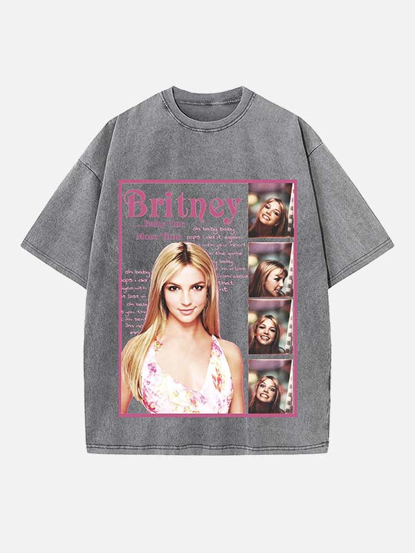 Britney Spears Print Round Neck T-shirt