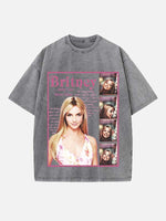 Britney Spears Print Round Neck T-shirt