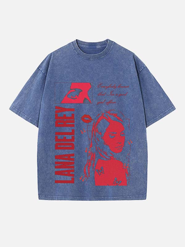 Lana Del Rey Print Round Neck T-shirt