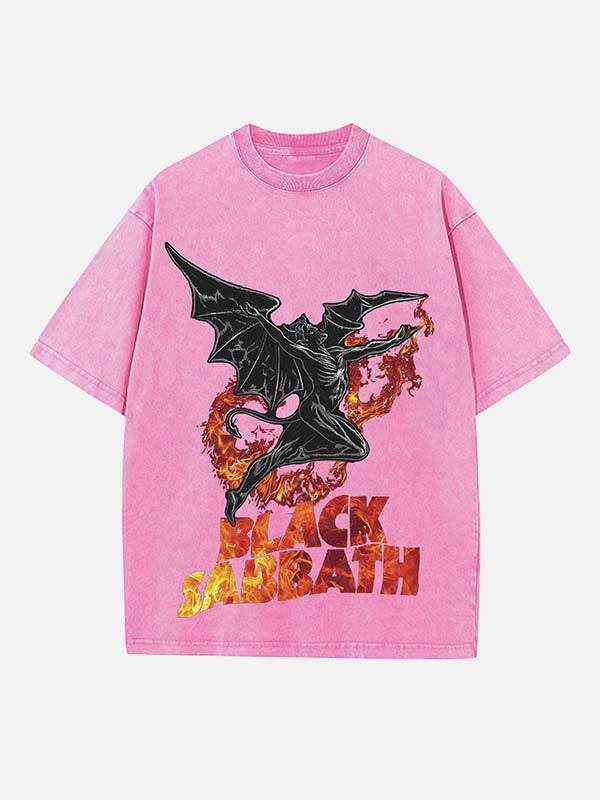 Black Sabbath Print Round Neck T-shirt