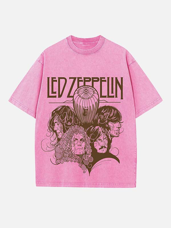 Led Zeppelin Print Round Neck T-shirt
