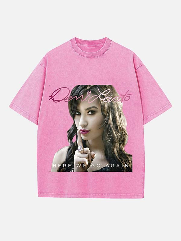 Demi Lovato Print Round Neck T-shirt
