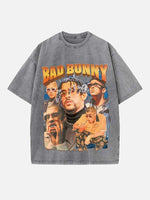 Bad Bunny Print Round Neck T-shirt
