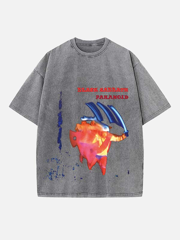 Black Sabbath Print Round Neck T-shirt