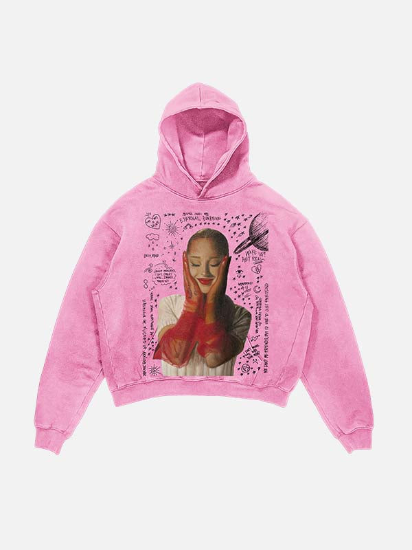 Ariana Grande Print Slant Pockets Hoodie